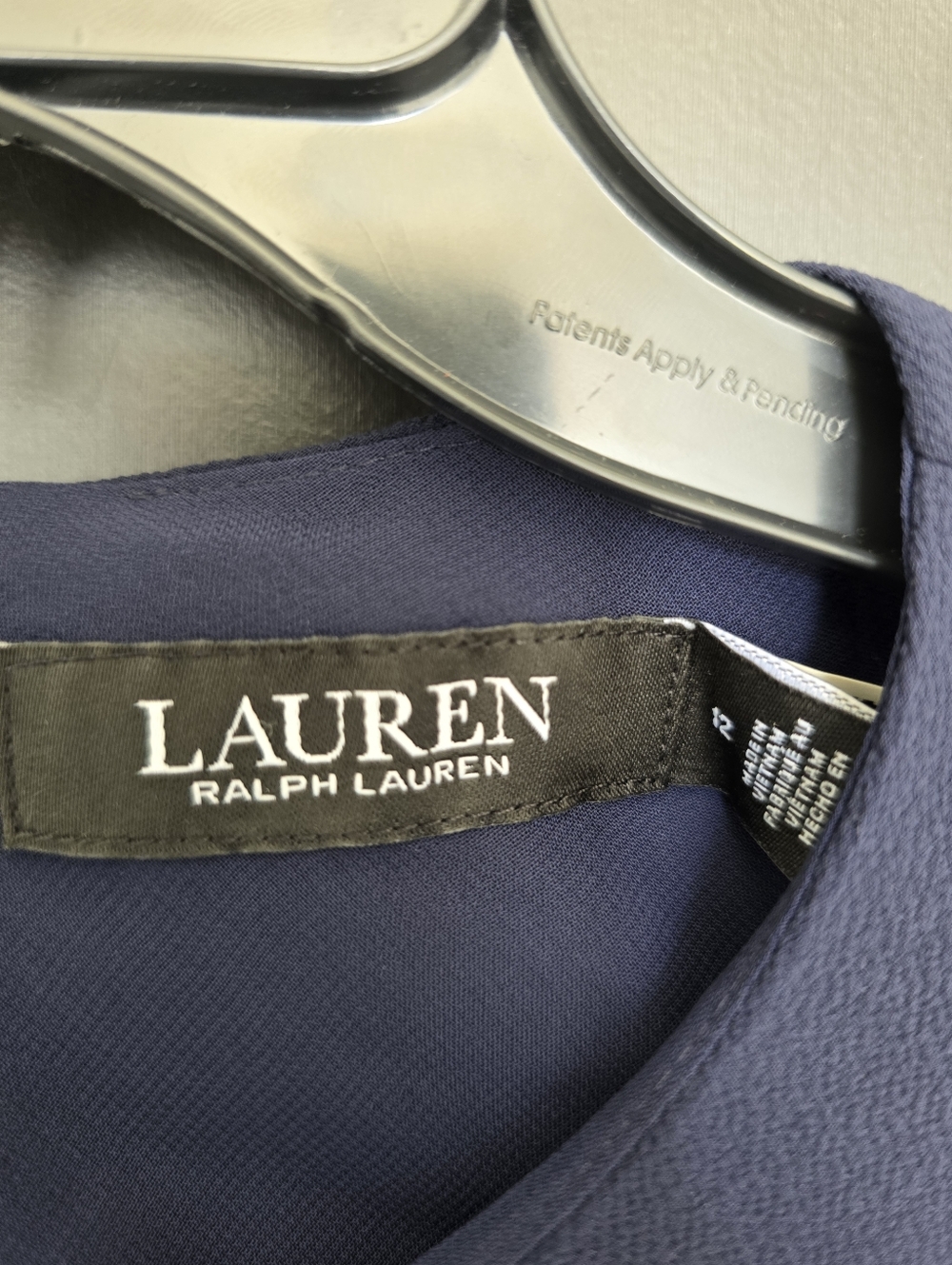 Lauren Ralph Lauren Navy Midi Dress Size 12 Women Belted Sleeveless NWT $145 - Picture 6 of 9